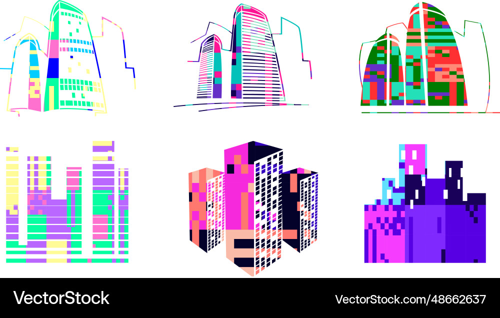 Set of logotypes with building Vector Image