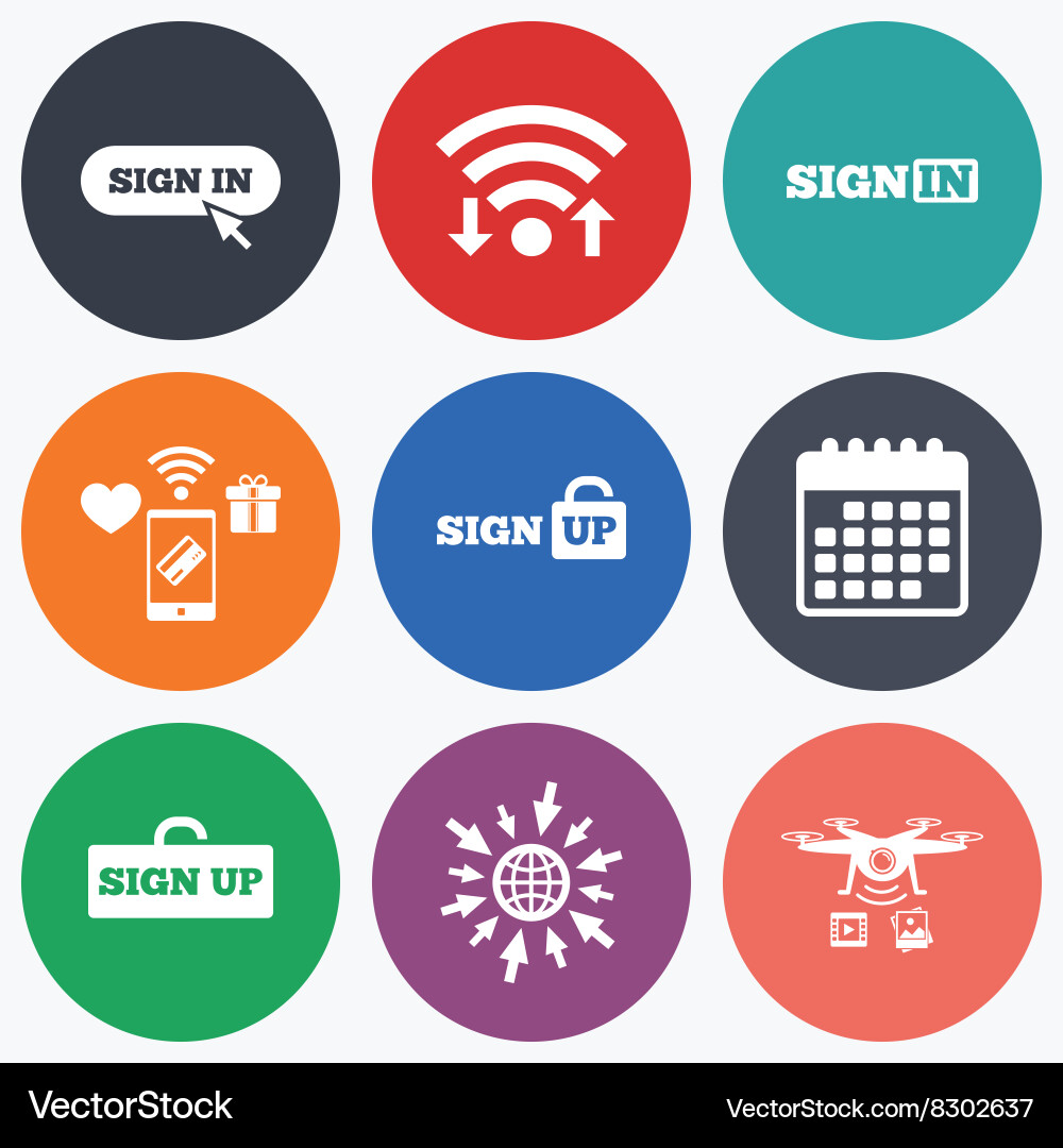 Sign in icons login with arrow hand pointer vector image