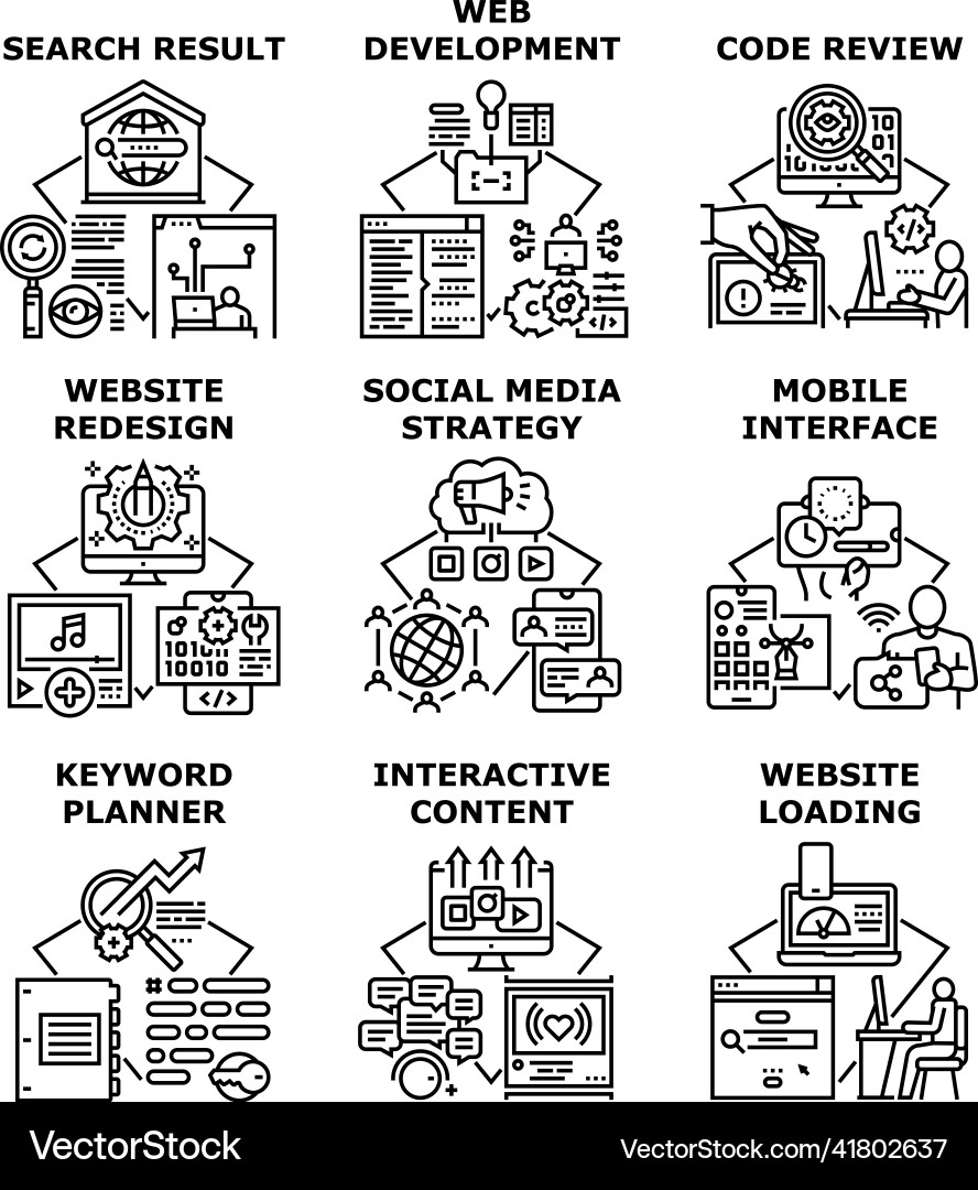 Web development set icons Web development set icons vector image