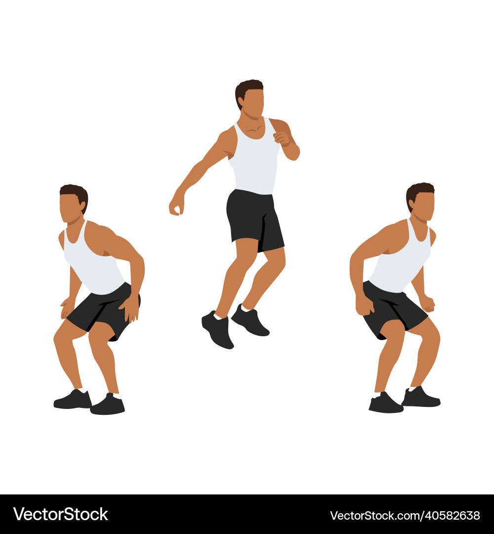 180 degree twisting jump squats sport exersice 180 degree twisting jump squats sport exersice vector image