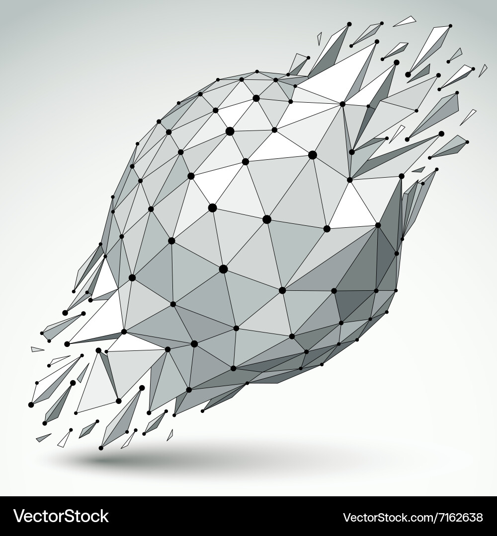 3d low poly object with black connected lines Vector Image
