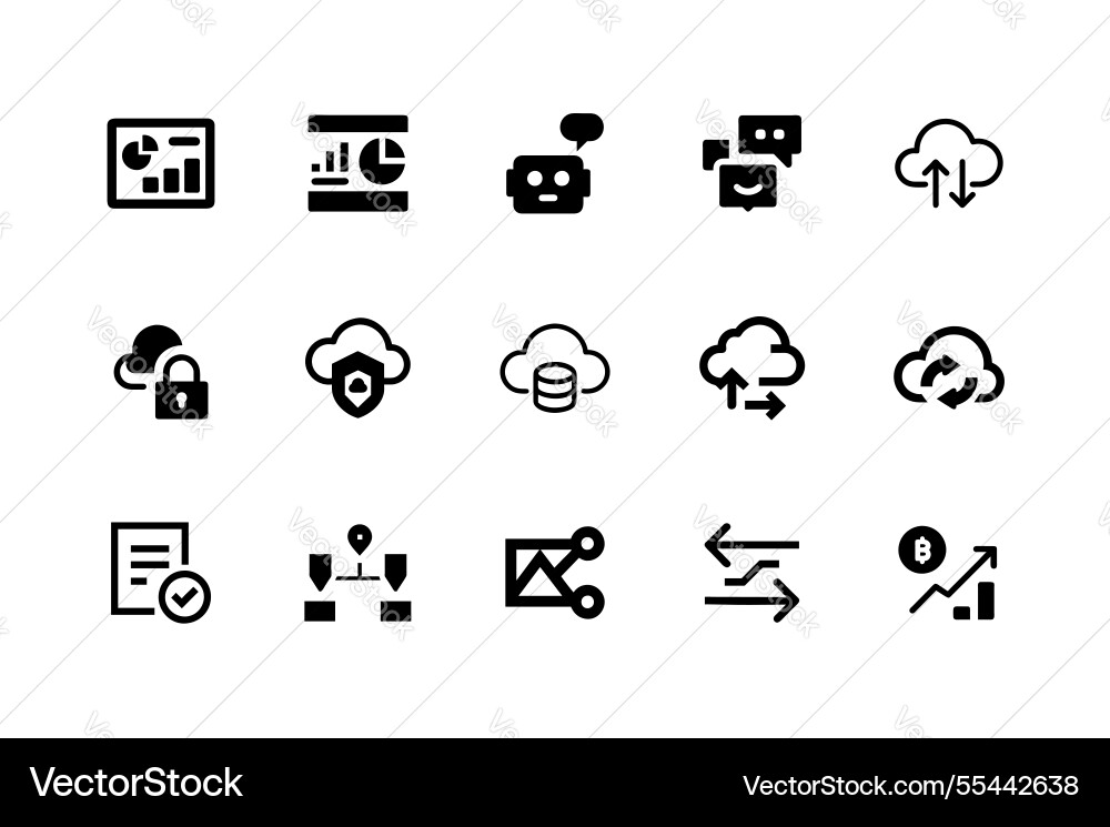 Ai and machine learning icons for tech vector image