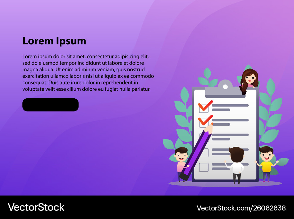 Check list people creating plan and checking vector image