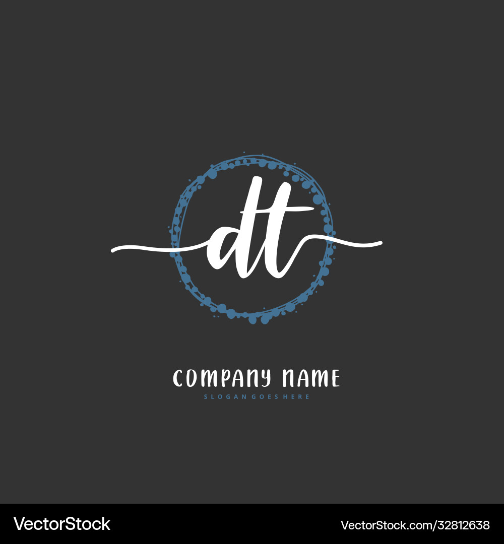 D t dt initial handwriting and signature logo D t dt initial handwriting and signature logo Vector Image