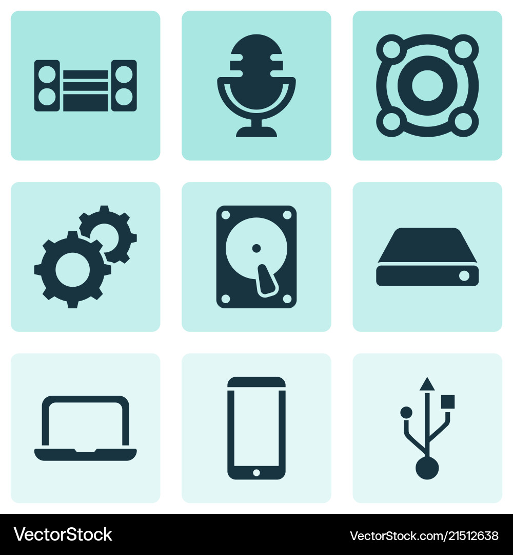 Electronics icons set with microphone technology Electronics icons set with microphone technology vector image