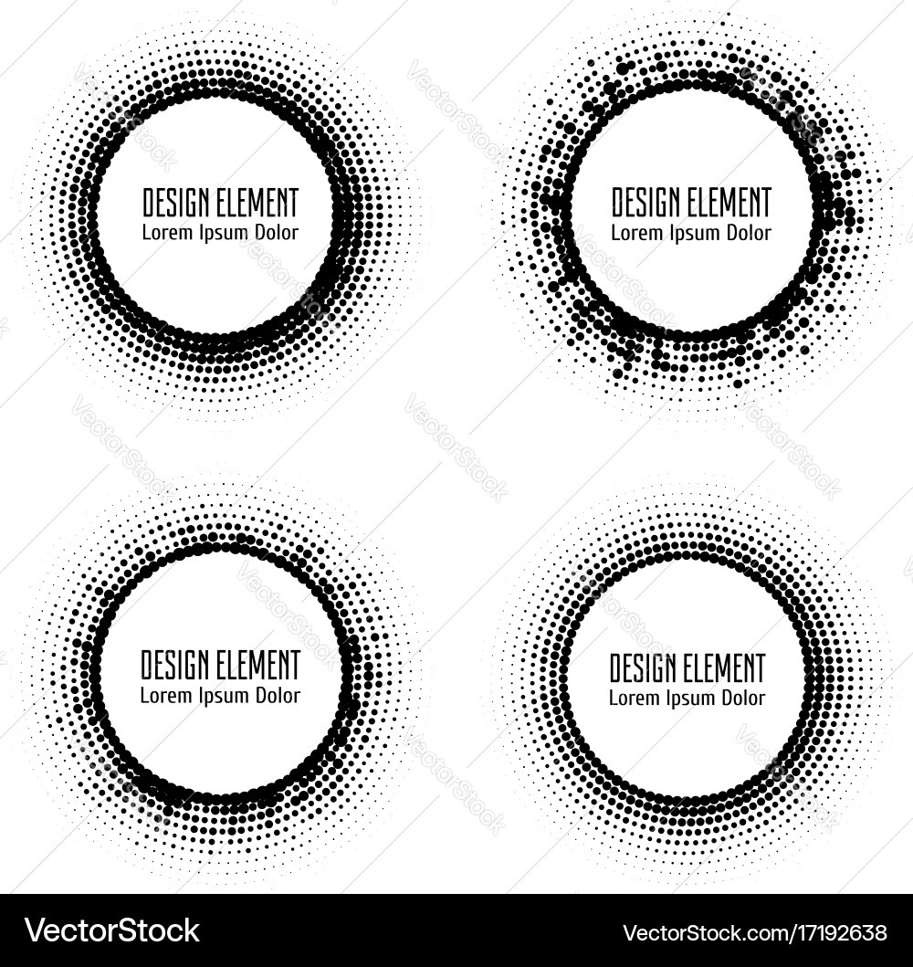 Halftone Circle Pattern Set Vector Image