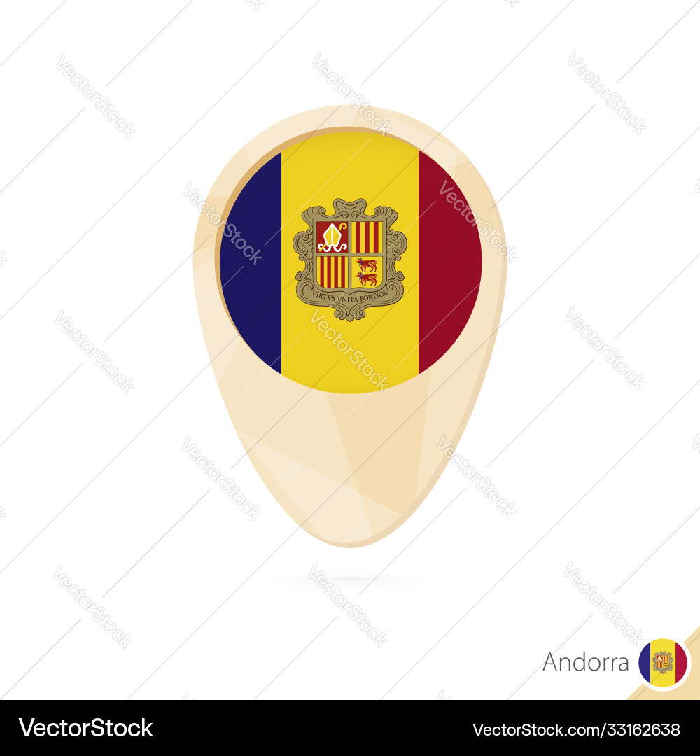 Map pointer with flag andorra orange abstract vector image