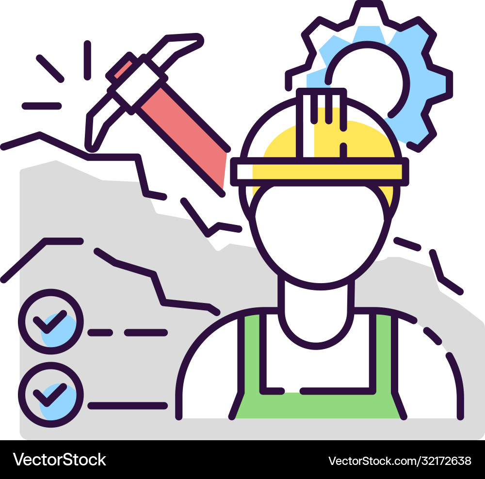 Mining engineer rgb color icon Vector Image