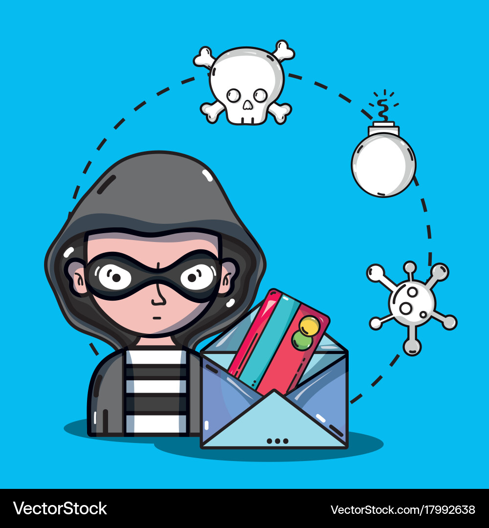 Person hacker to programmer virus in the system vector image