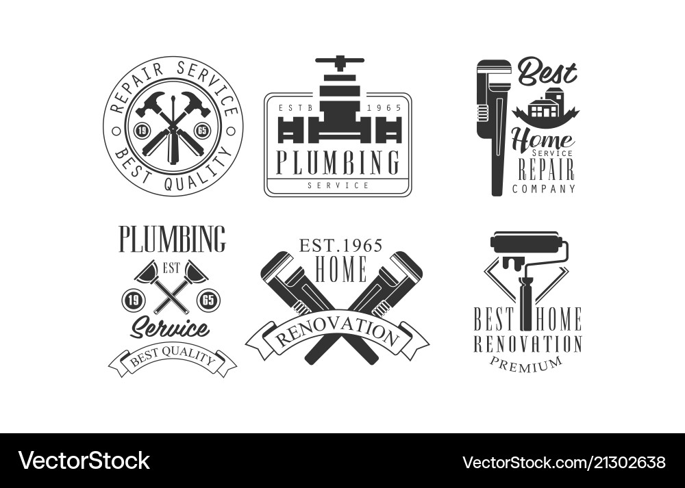 Plumbing & Renovation Emblems vector image