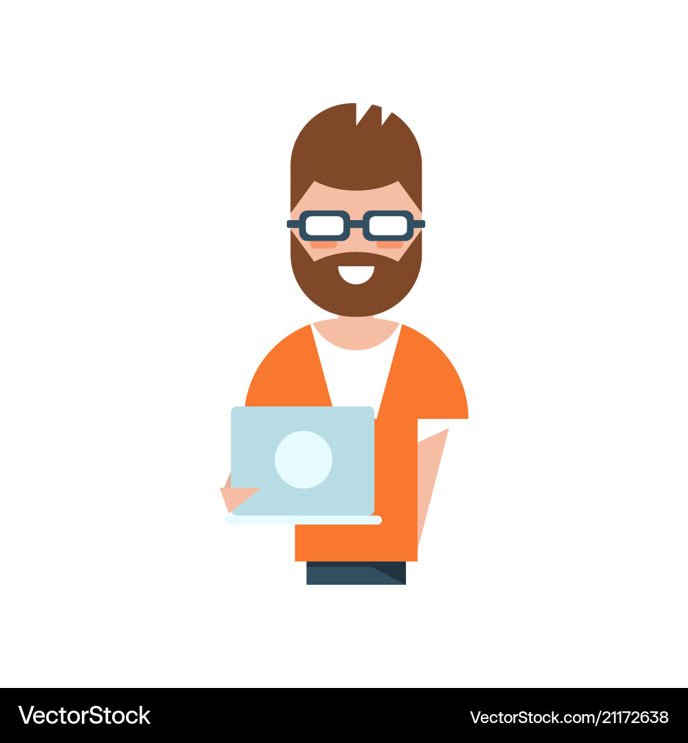 Professional programmer character smiling man Professional programmer character smiling man vector image