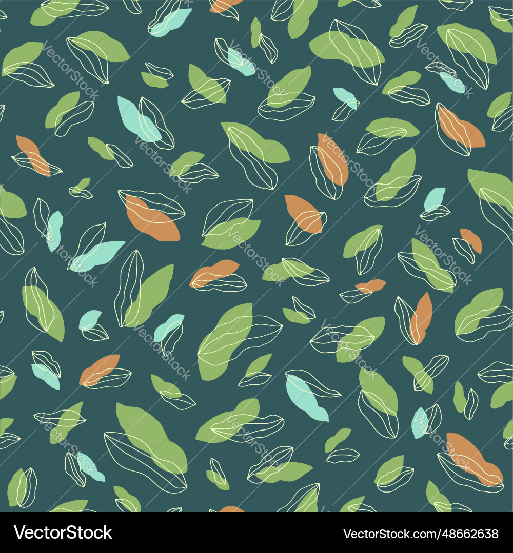Seamless pattern with leaves on a dark background Seamless pattern with leaves on a dark background vector image