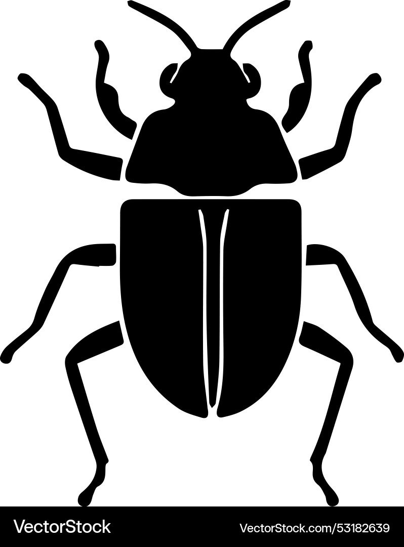A black beetle with face and the word bug Vector Image