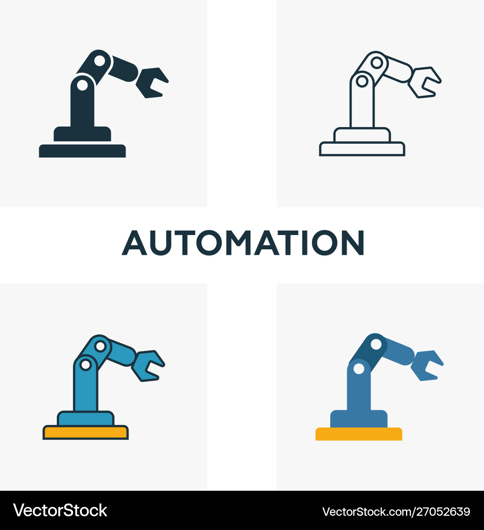 Automation icon set four elements in different Automation icon set four elements in different vector image