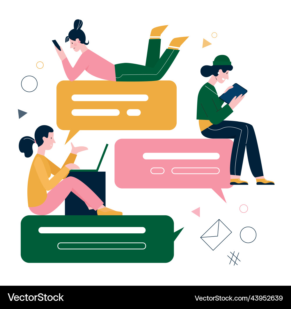 Chat messages and sms dialog in social media tiny vector image
