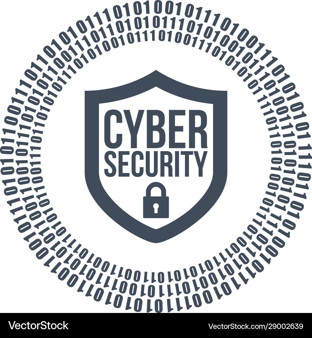 Cyber security shield icon or logo binary digital vector image