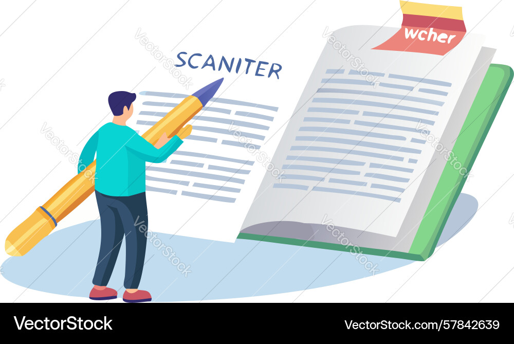 Document scanning paper to digital conversion Vector Image