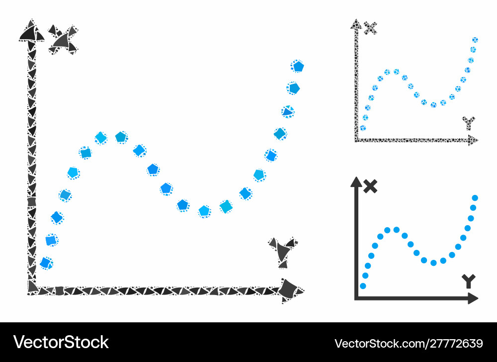 Dotted plot mosaic icon inequal elements Dotted plot mosaic icon inequal elements Vector Image