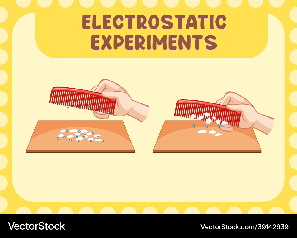 Electrostatic experiment with comb and paper Electrostatic experiment with comb and paper vector image