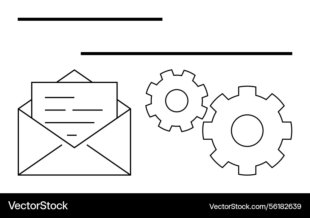 Email in envelope with gears representing Vector Image