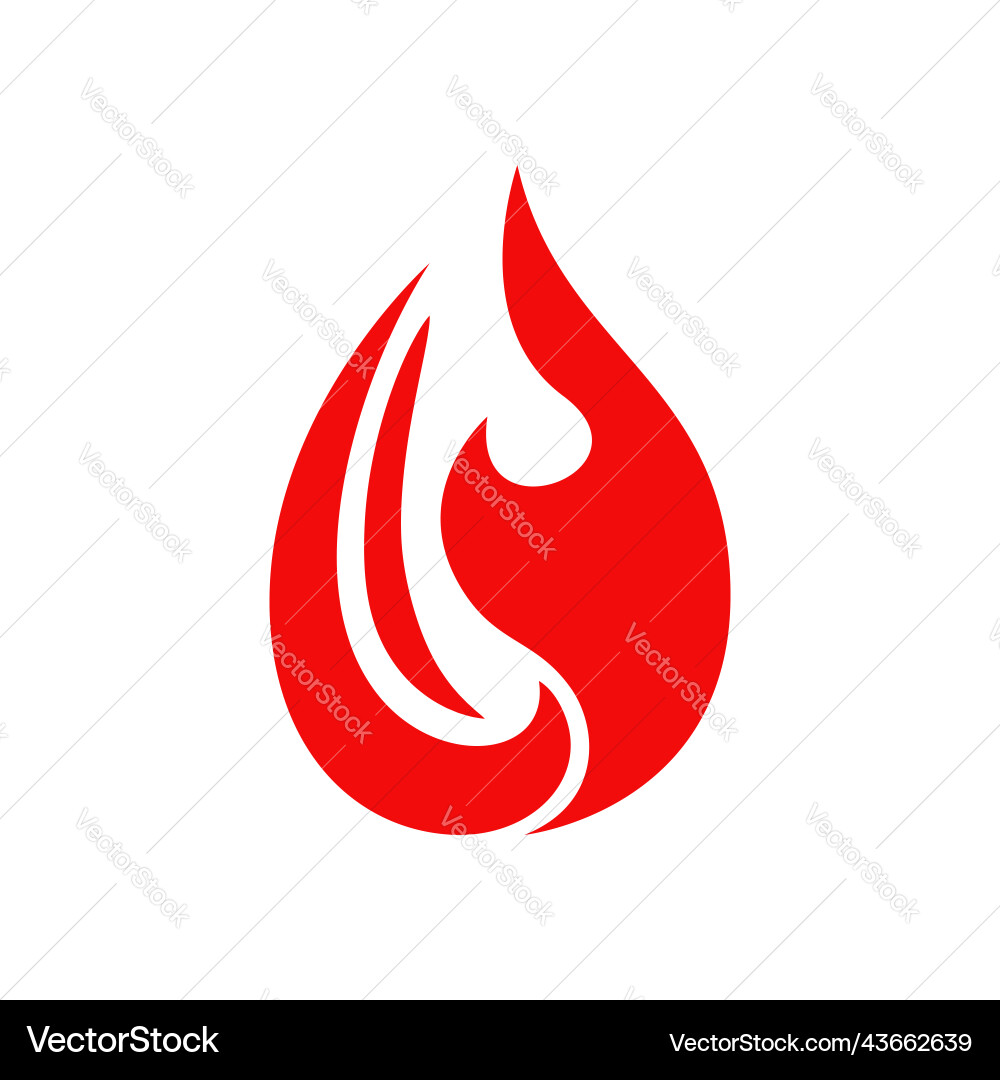 Fire with long waving red tongues icon Vector Image
