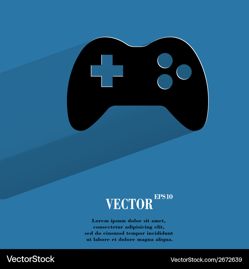 Gaming joystick flat modern web button with long vector image