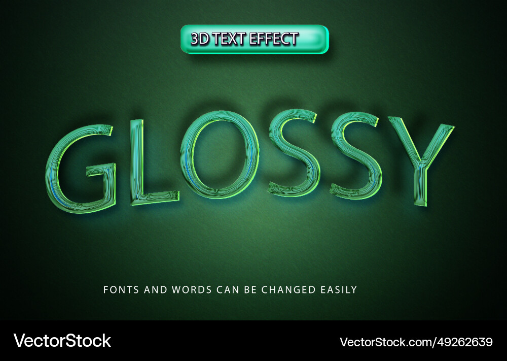 Glossy 3d editable text effect style vector image
