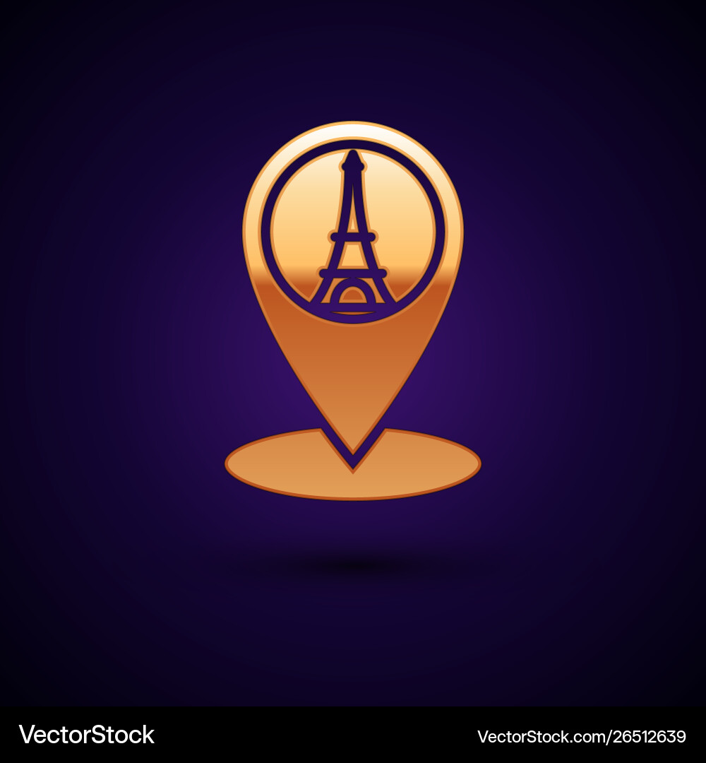 Gold map pointer with eiffel tower icon isolated Gold map pointer with eiffel tower icon isolated vector image