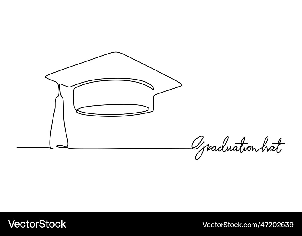 Graduation cap - school education object one line Graduation cap - school education object one line vector image