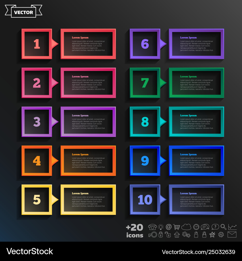 Infographic design list with colorful square Infographic design list with colorful square vector image
