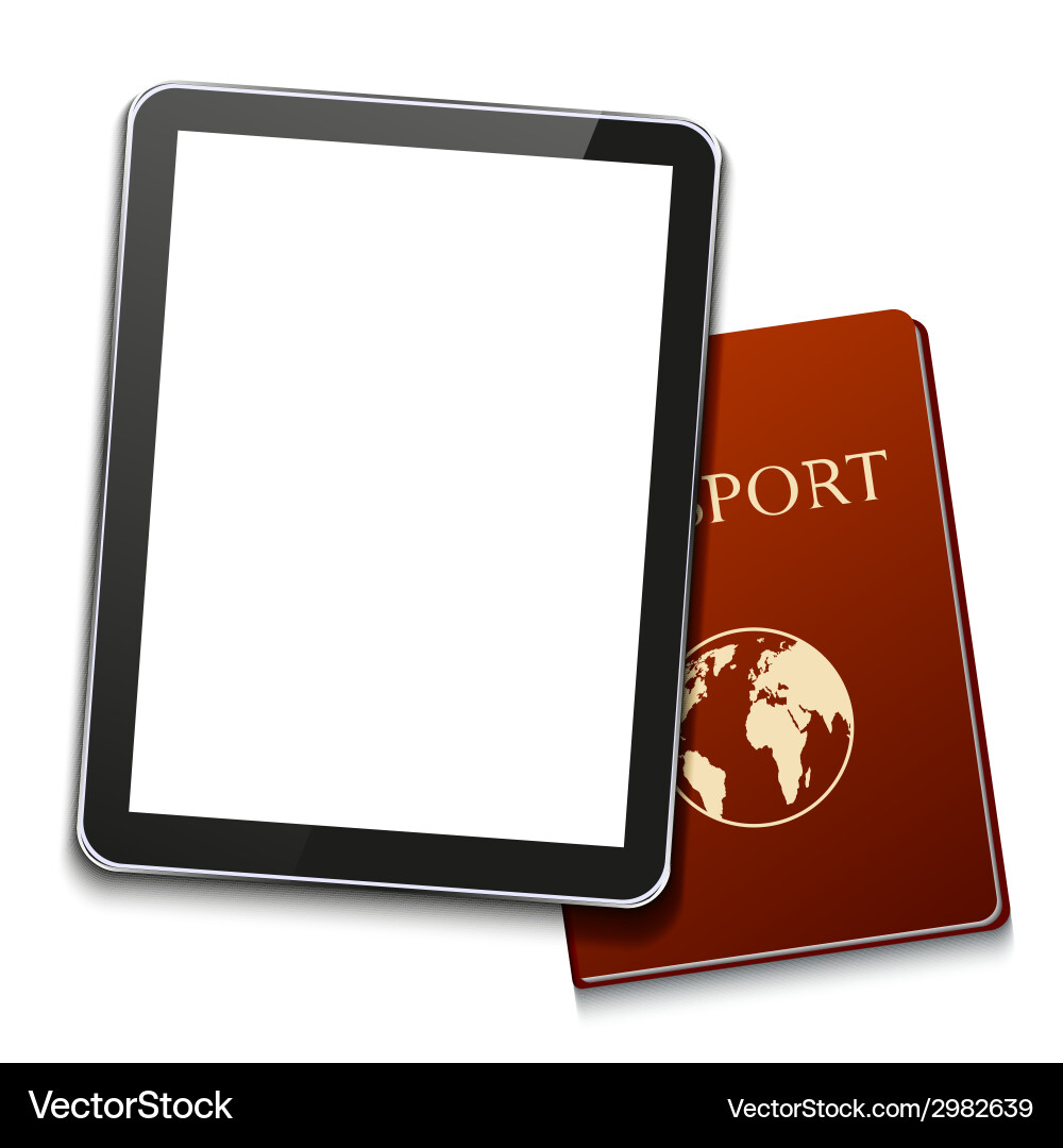 Modern computer tablet with passport vector image
