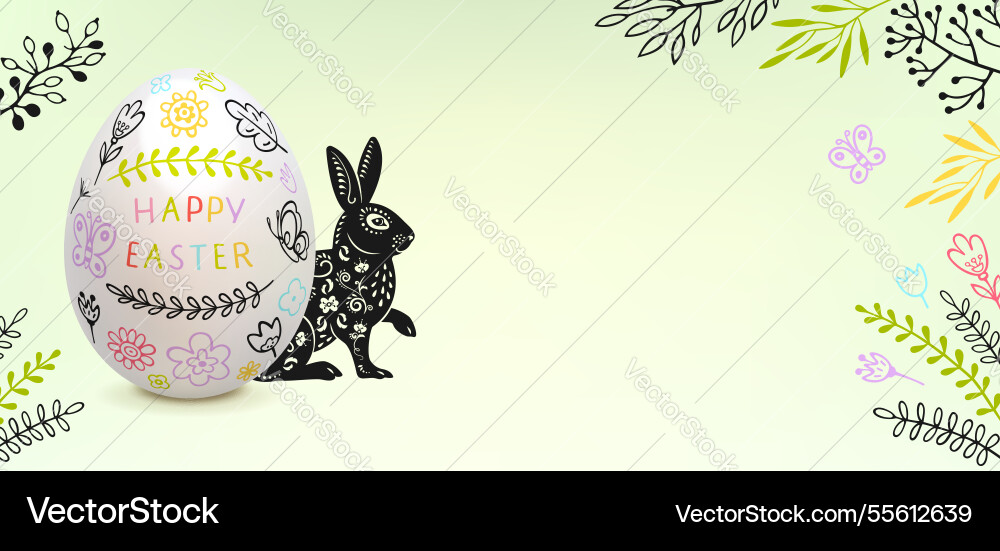 Painted easter egg with easter bunny Royalty Free Vector
