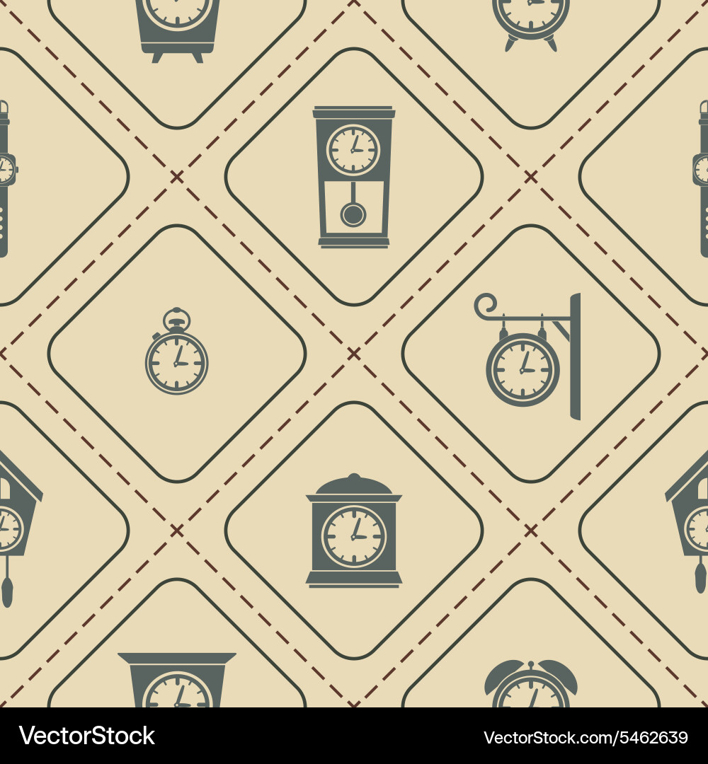 Seamless background with clock Vector Image