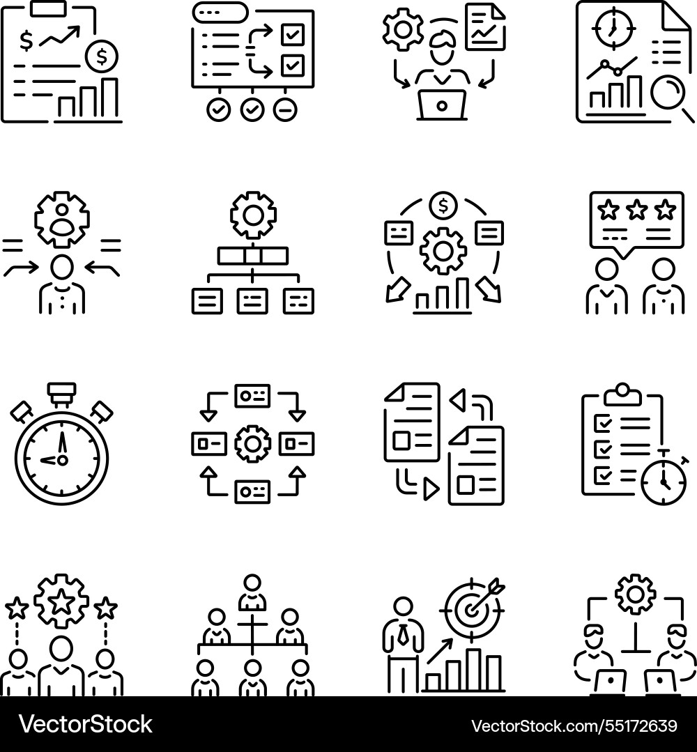 Set of linear style data management icons Set of linear style data management icons vector image
