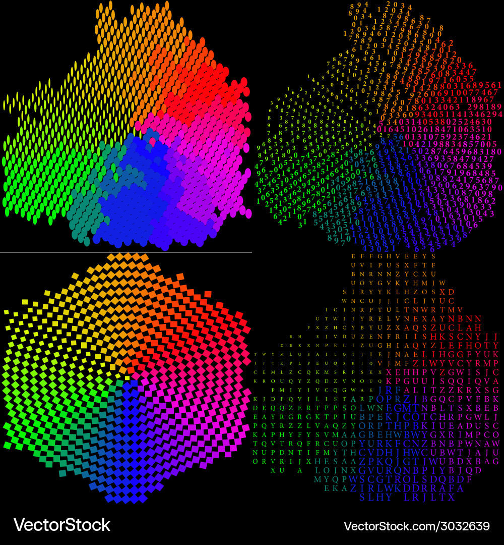 Set of multicolored mosaic abstract background vector image