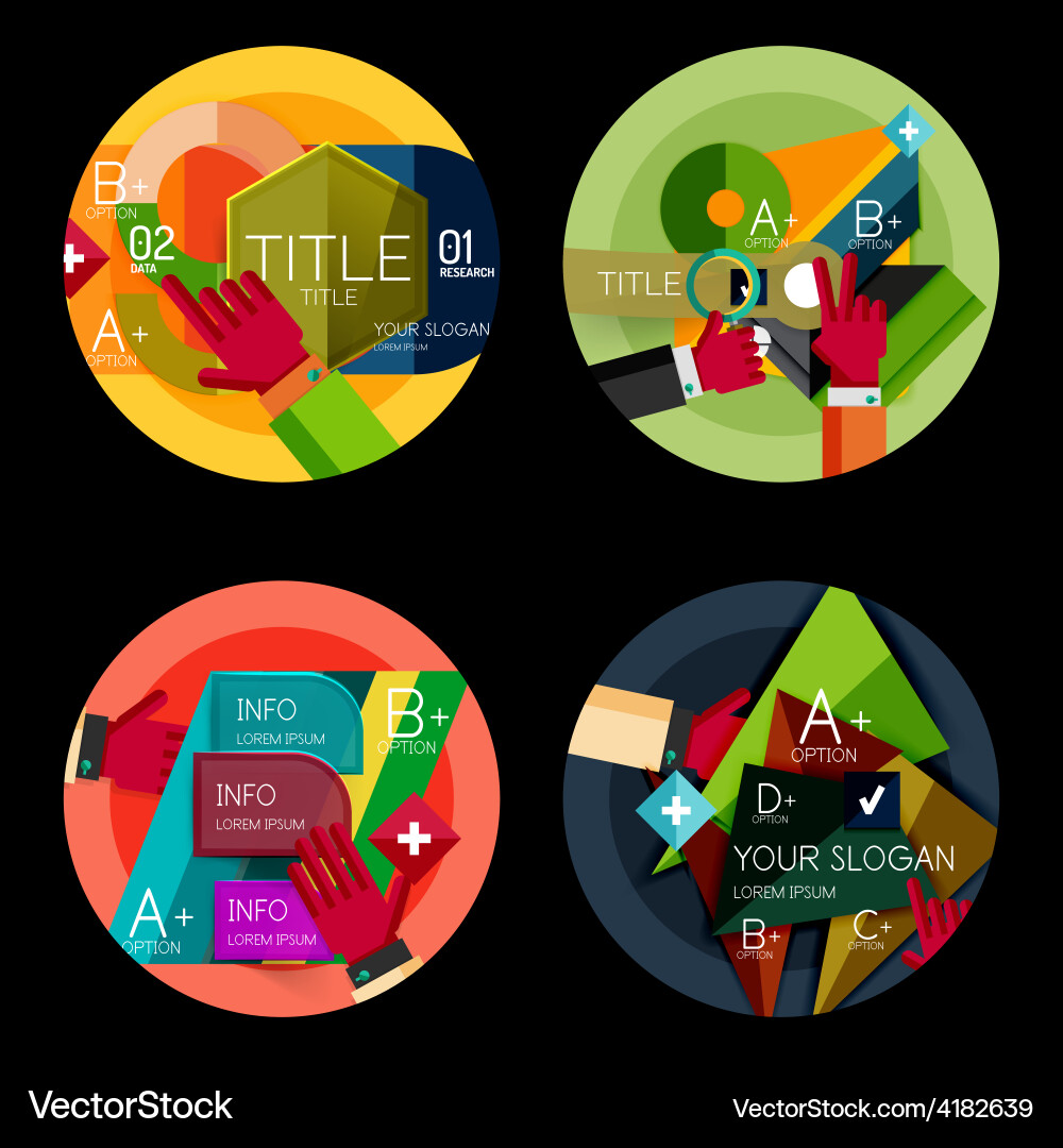 Set of option presentation labels flat design web Vector Image