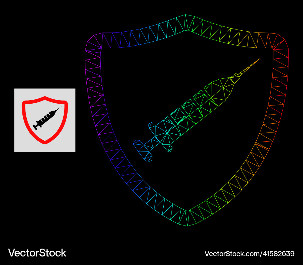 Spectrum gradient polygonal network vaccine shield vector image