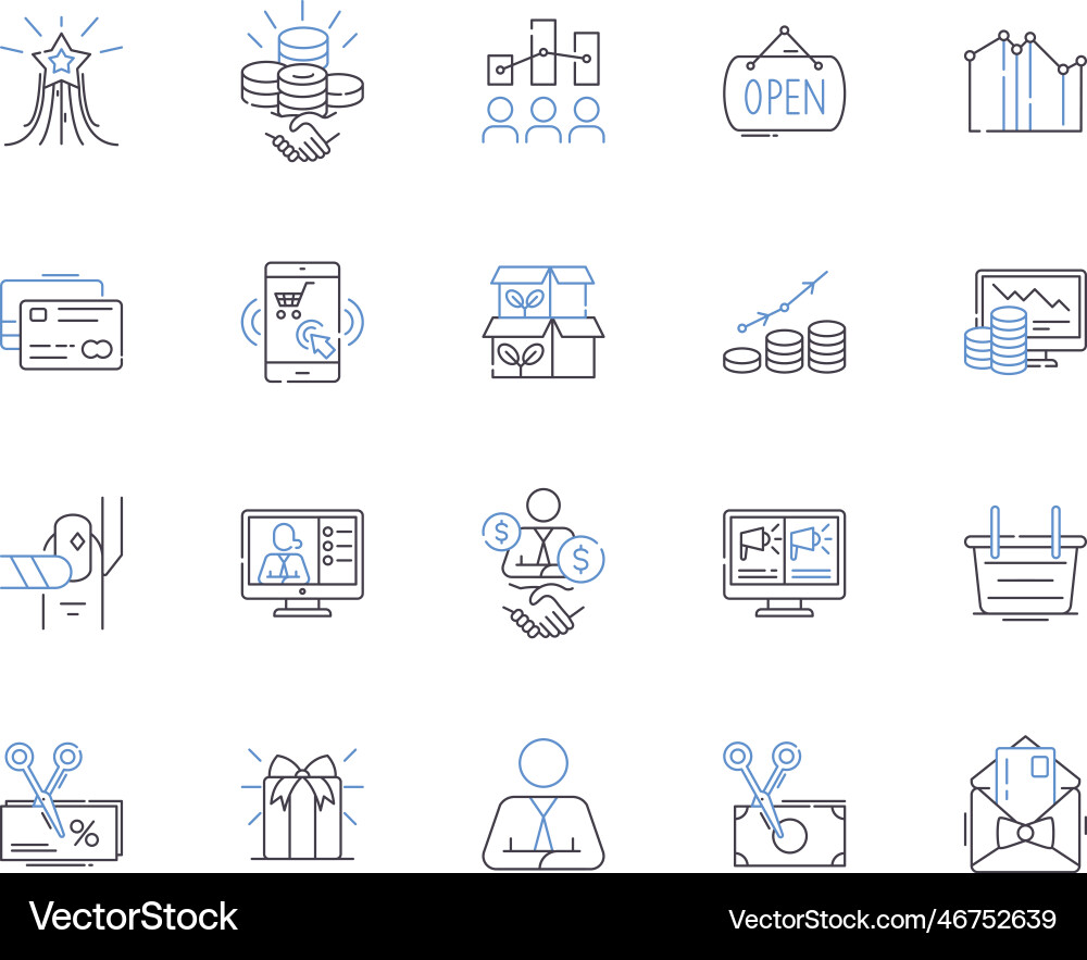 Store and profit outline icons collection retail Store and profit outline icons collection retail vector image