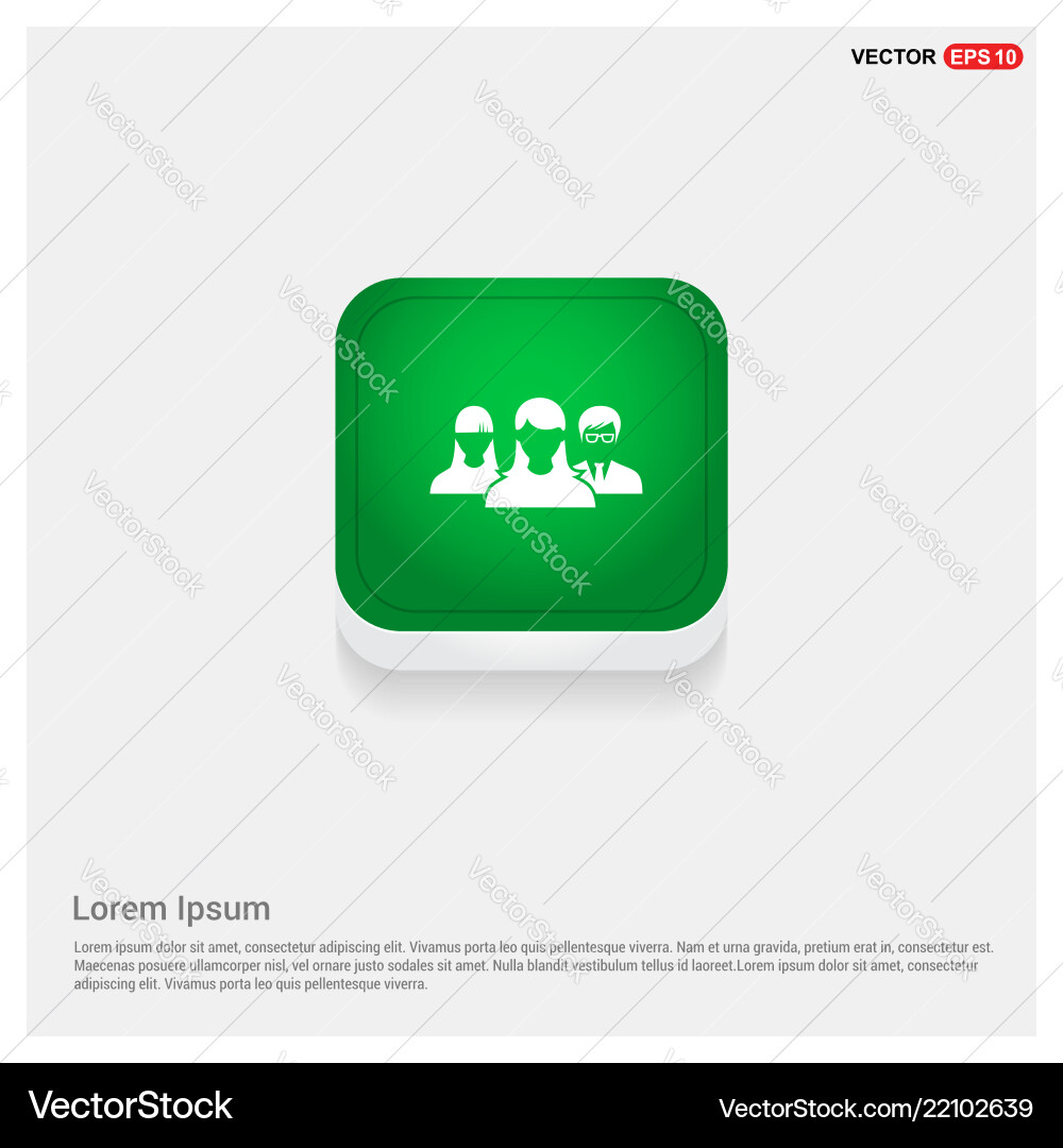 User group icon green web button User group icon green web button vector image