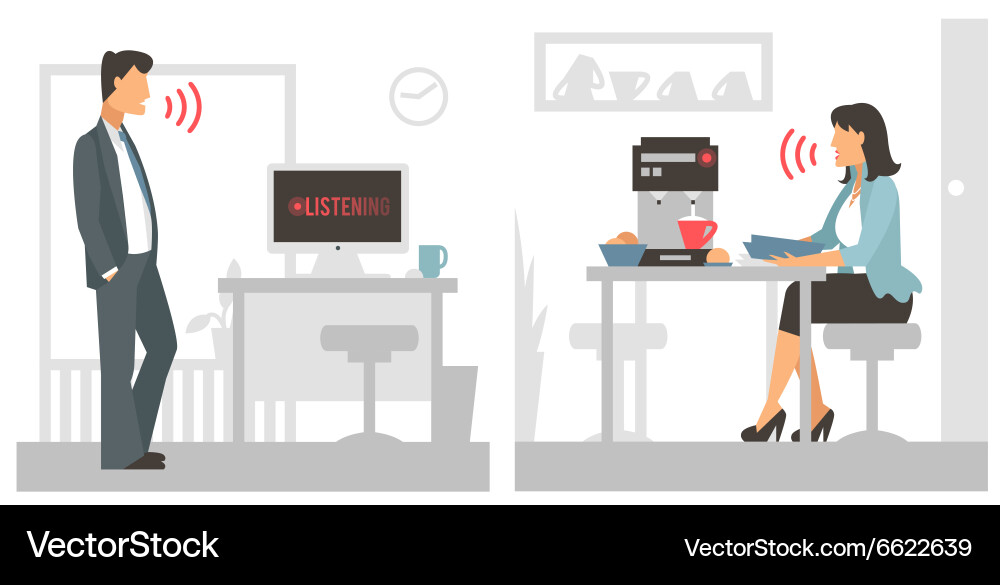 Voice control smart computer vector image