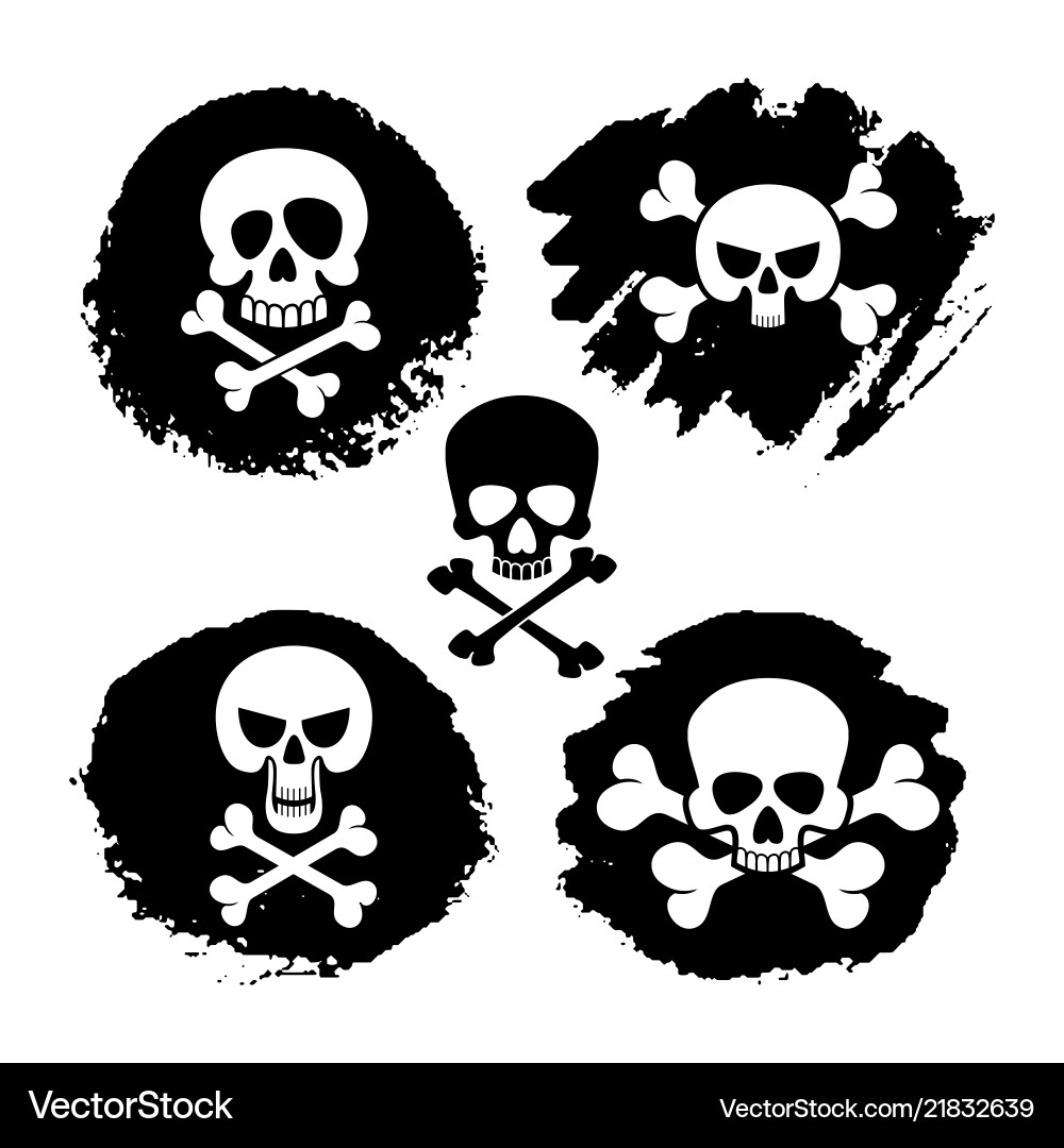 White piracy skull and crossbones icons vector image