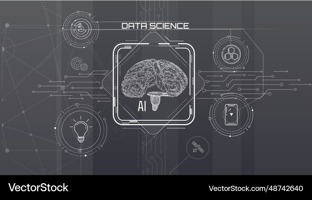 Artificial intelligence testing virtual interface Artificial intelligence testing virtual interface vector image