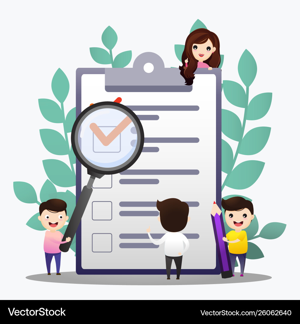 Check list people creating plan and checking Check list people creating plan and checking vector image