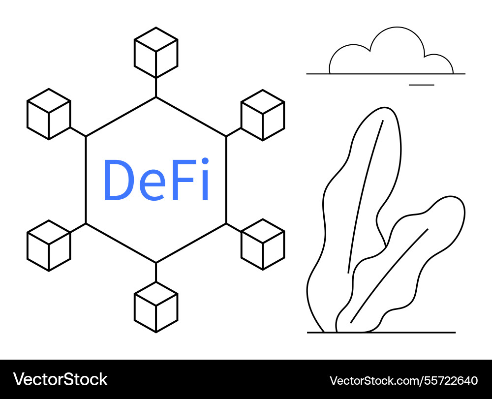 Decentralized finance concept with blockchain vector image