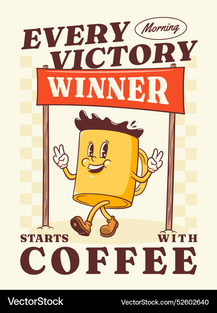 Groovige Kaffeebecher retro Charakter Cartoon Essen Groovige Kaffeebecher retro Charakter Cartoon Essen vektorbild