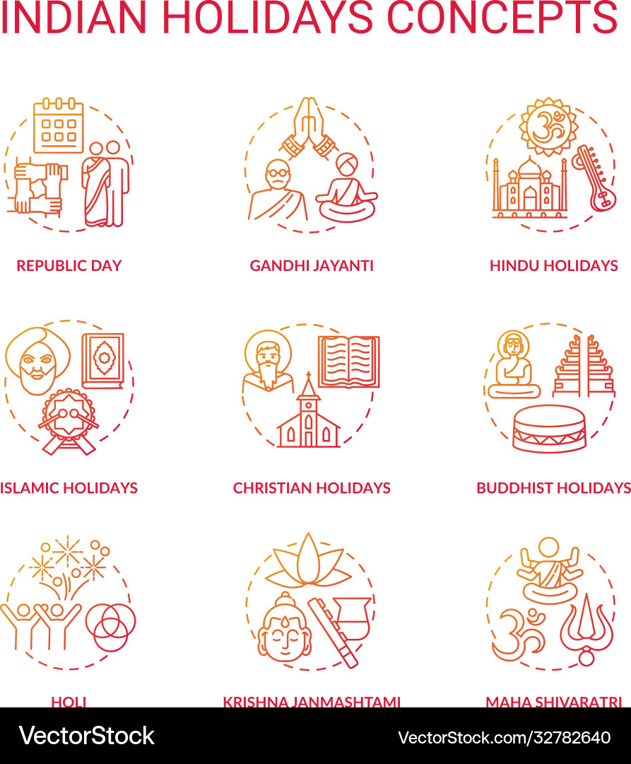 Indian Holiday Icons - Festive Celebrations vector image