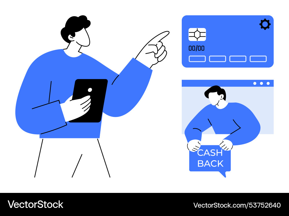 Man demonstrating digital payment processing Vector Image