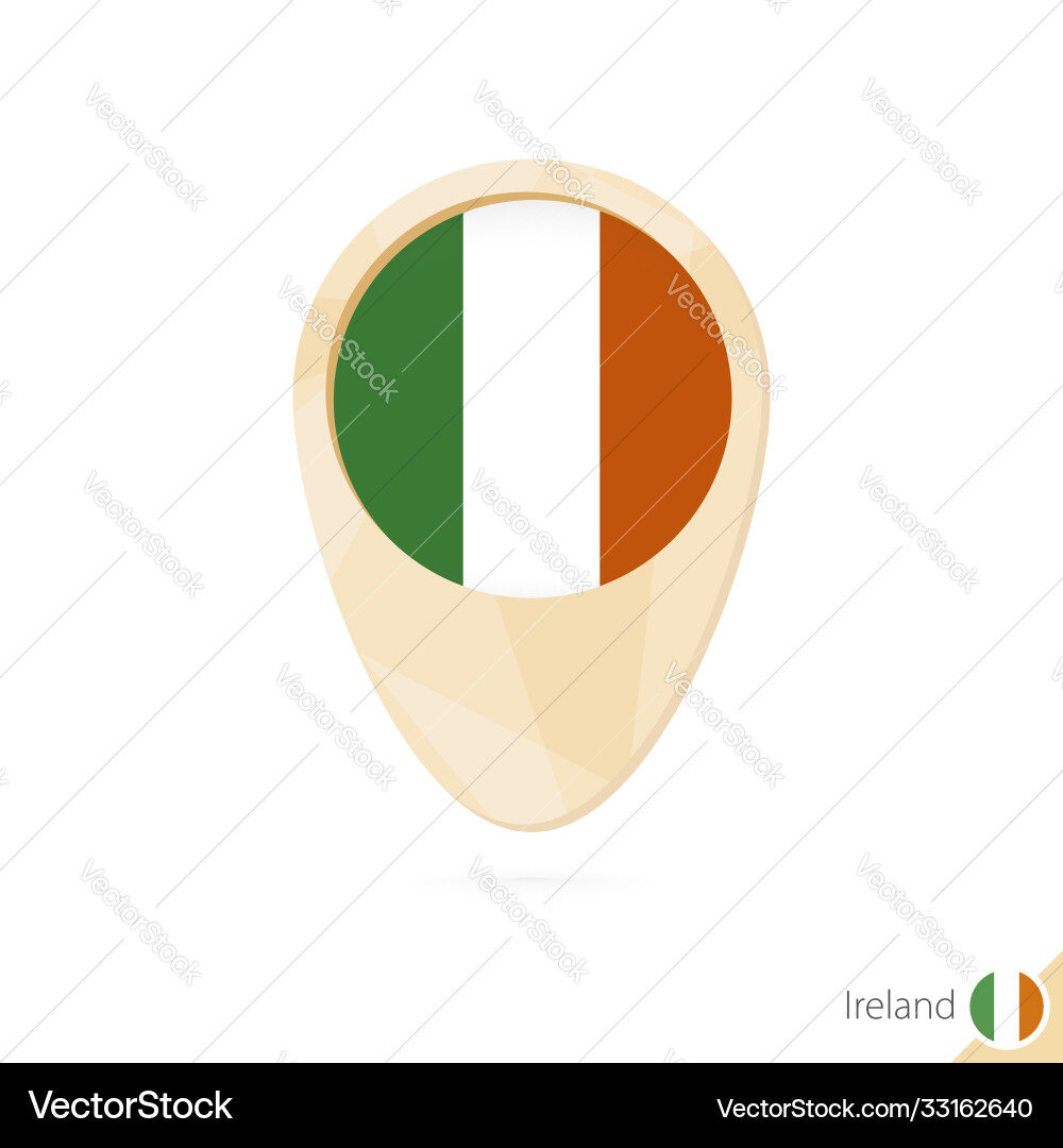 Map pointer with flag ireland orange abstract Map pointer with flag ireland orange abstract Vector Image