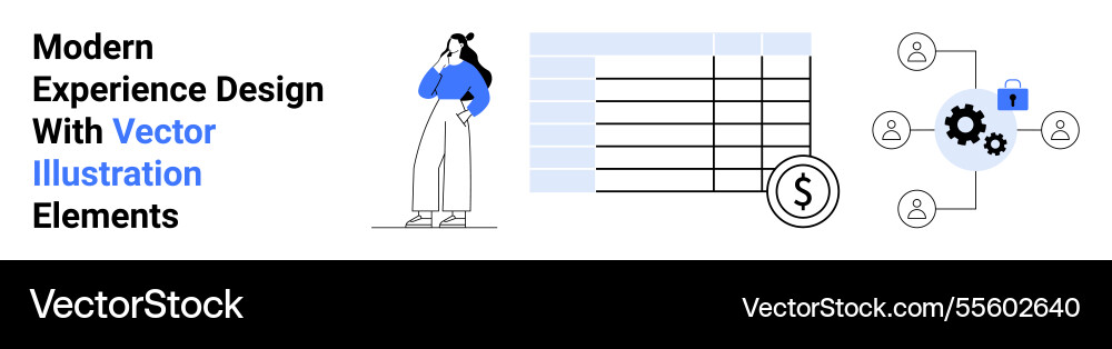 Optimized digital workflow featuring data tables Vector Image