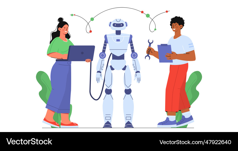 Robotics engineering with ai concept Robotics engineering with ai concept vector image